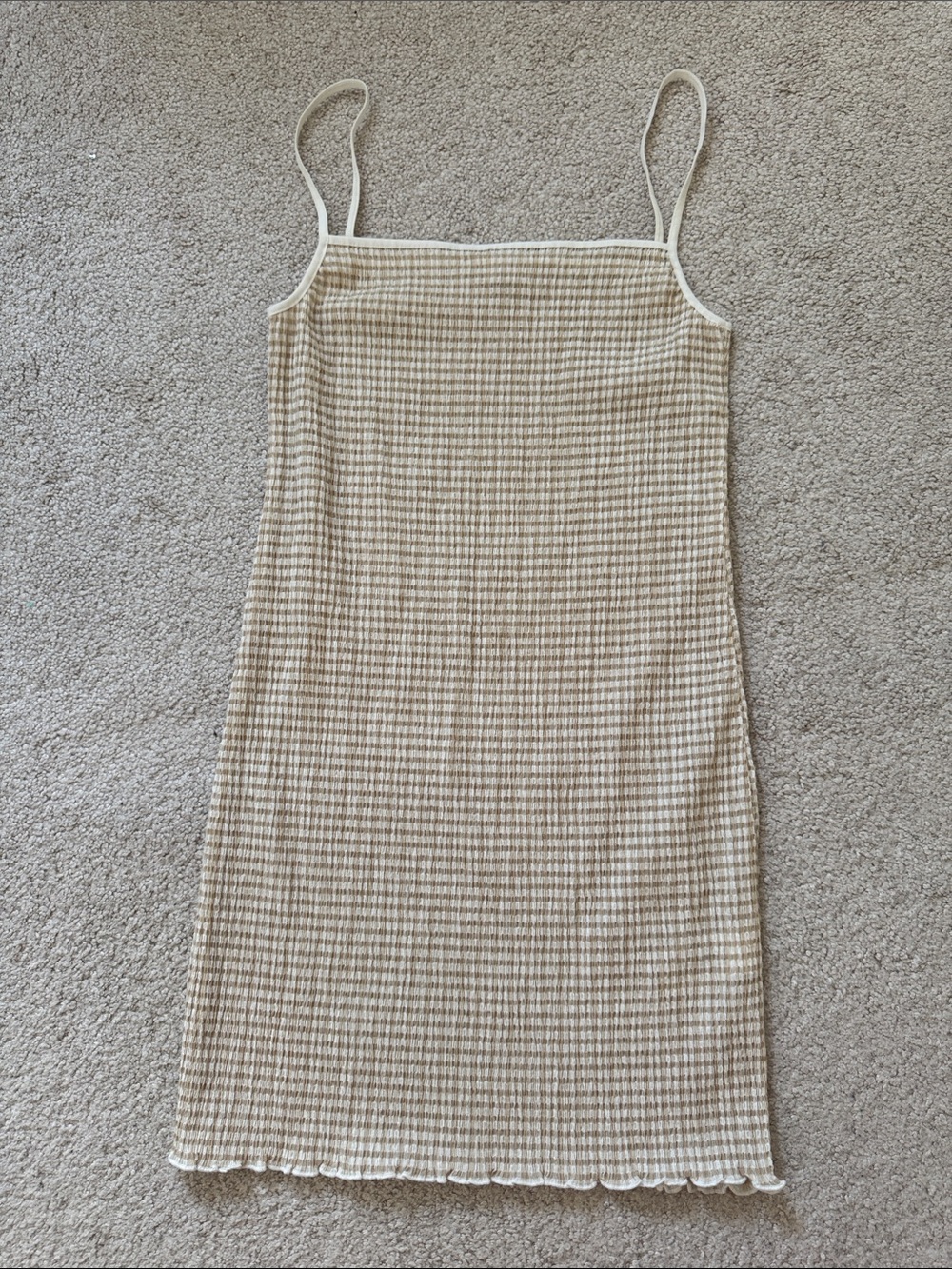 Wilfred Aritzia Jazz Seersucker Mini Dress Whimsy Girlie Frilly Hem SzL